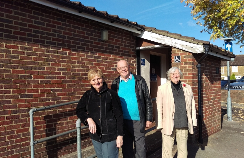 Cllrs. Liz Wheatley, Steve Cosser and Nick Williams at the reopened loos